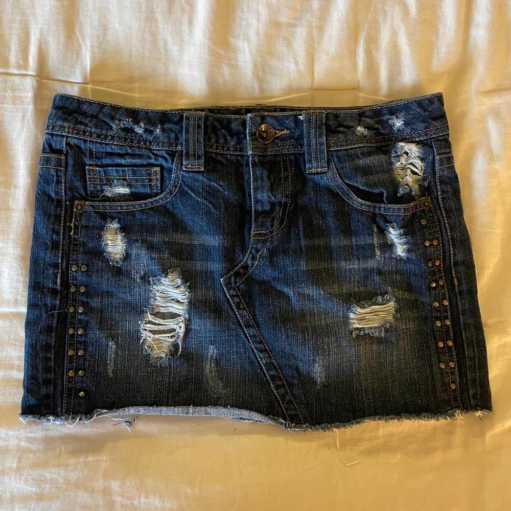 Hang Ten Dark Blue Distressed Mini Skirt